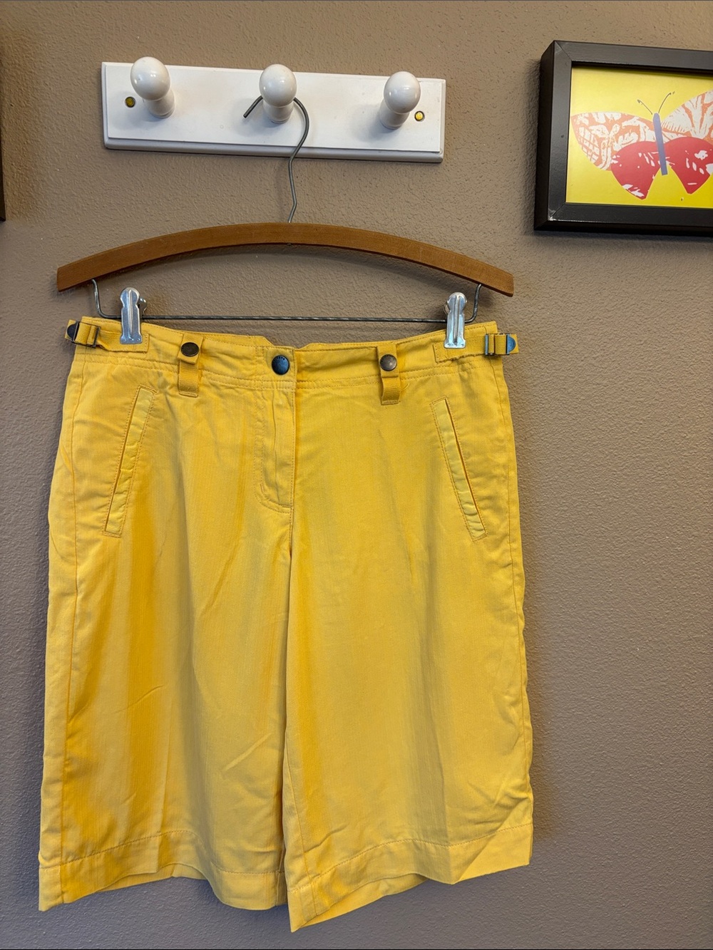 NEW! Da-Nang XS X-Small Sunny Yellow Silk Cotton Long Bermuda Shorts